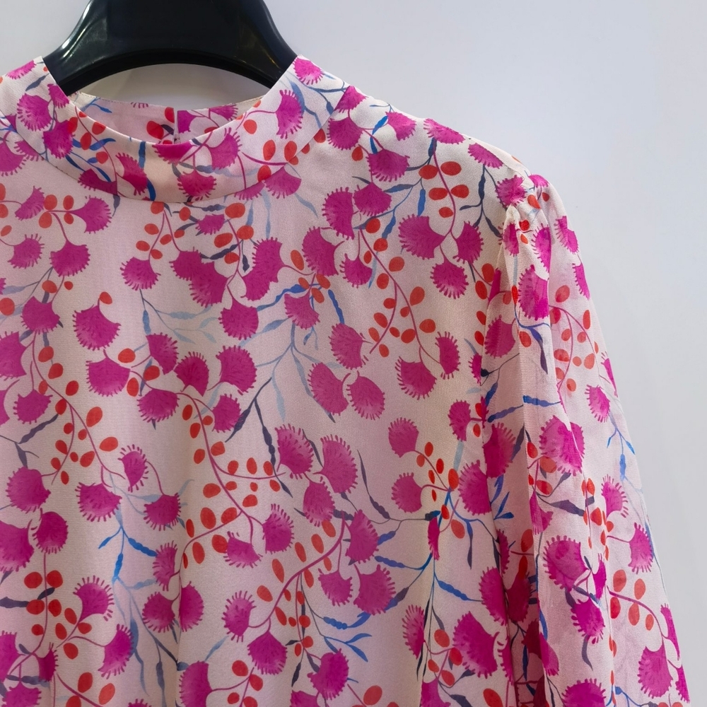 Saloni Isa Silk Georgette Tiered Ruffle Midi Dress - Picture 13 of 15